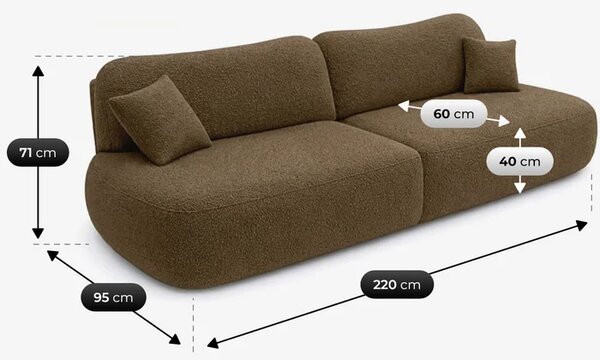 Sofa AVERIO Rozkładana Dwuosobowa Brązowa Boucle Nowoczesna