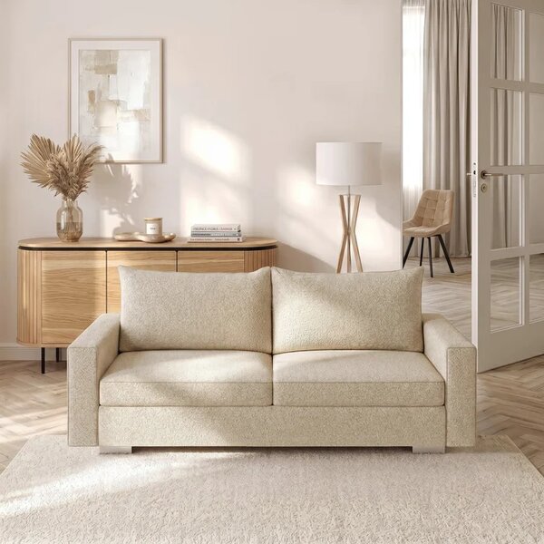 Sofa z Funkcją Spania DRAVOS Beżowa Boucle Nowoczesna