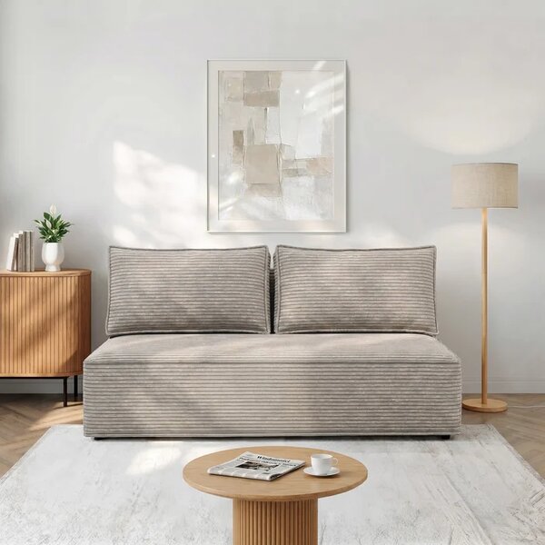 Sofa z Funkcją Spania MAVIA Beżowa Sztruksowa Nowoczesna