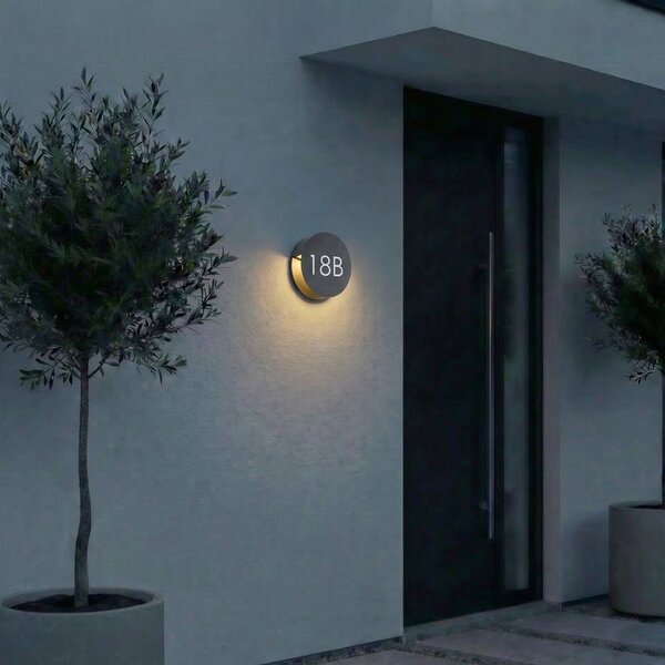 Kinkiet zewnętrzny LED Lucande Advero, kolor antracytowy, numer domu CCT Advero, czarny, aluminium, nowoczesny