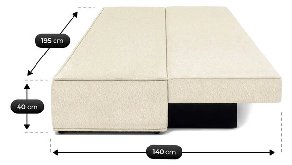 Sofa z Funkcją Spania MAVIA Kremowa Boucle Nowoczesna