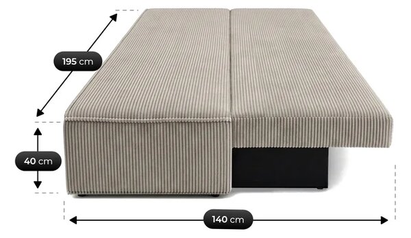 Sofa z Funkcją Spania MAVIA Beżowa Sztruksowa Nowoczesna