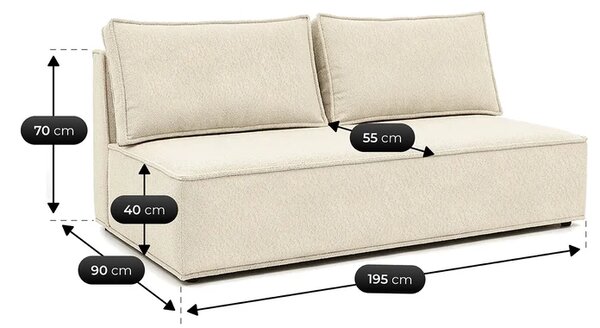 Sofa z Funkcją Spania MAVIA Kremowa Boucle Nowoczesna