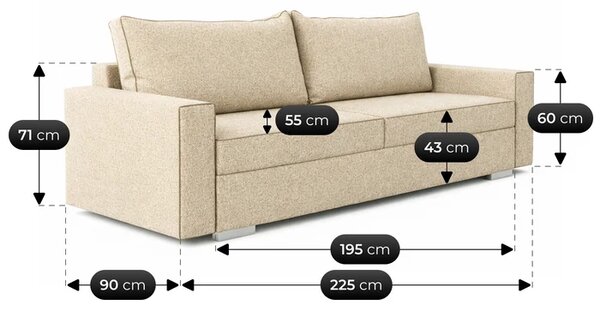 Sofa z Funkcją Spania DRAVOS Beżowa Boucle Nowoczesna