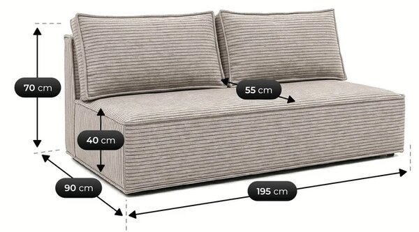 Sofa z Funkcją Spania MAVIA Beżowa Sztruksowa Nowoczesna