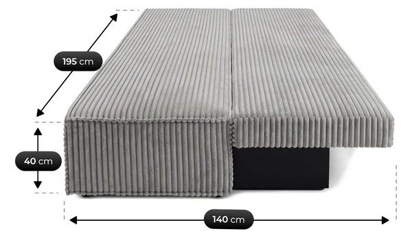 Sofa z Funkcją Spania MAVIA Szara Sztruksowa Nowoczesna