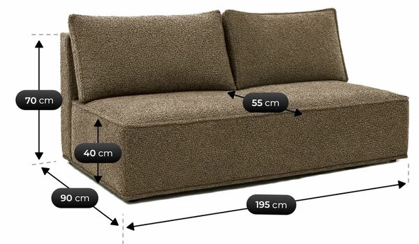 Sofa z Funkcją Spania MAVIA Brązowa Boucle Nowoczesna