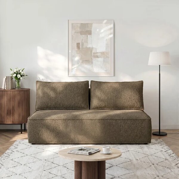 Sofa z Funkcją Spania MAVIA Brązowa Boucle Nowoczesna