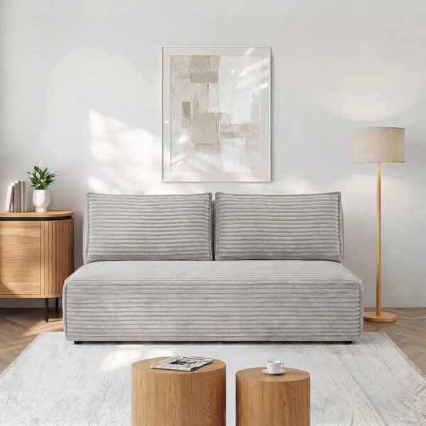 Sofa z Funkcją Spania MAVIA Szara Sztruksowa Nowoczesna