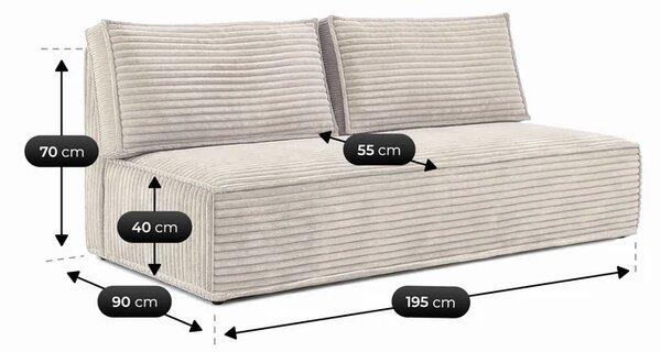 Sofa z Funkcją Spania MAVIA Jasnobeżowa Sztruksowa Nowoczesna