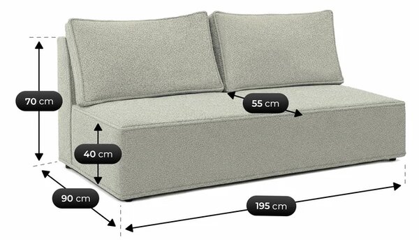 Sofa z Funkcją Spania MAVIA Szara Boucle Nowoczesna