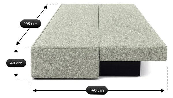 Sofa z Funkcją Spania MAVIA Szara Boucle Nowoczesna