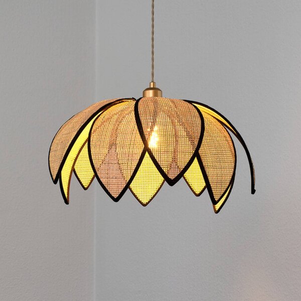 OSRAM Lampa wisząca Decor Rattan Lotus, możliwość ściemniania, kremowy / amber, salon / jadalnia, drewno, śródziemnomorski