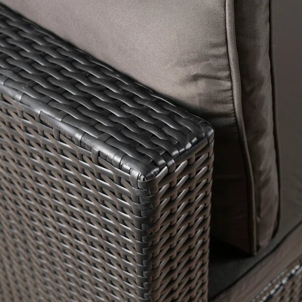 Zestaw Mebli Ogrodowych CALIENTE Modułowy Sofa 2x Fotel Stolik Tarasowy Czarny/Brązowy Technorattan Nowoczesny