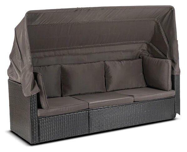Zestaw Mebli Ogrodowych CALIENTE Modułowy Sofa 2x Fotel Stolik Tarasowy Czarny/Brązowy Technorattan Nowoczesny