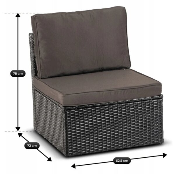 Zestaw Mebli Ogrodowych CALIENTE Modułowy Sofa 2x Fotel Stolik Tarasowy Czarny/Brązowy Technorattan Nowoczesny