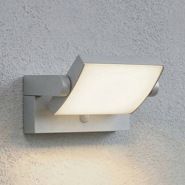 Lampa zewnętrzna z czujnikiem ruchu Sherin Lindby, aluminiowy / szary / cynkowy, aluminium, nowoczesny