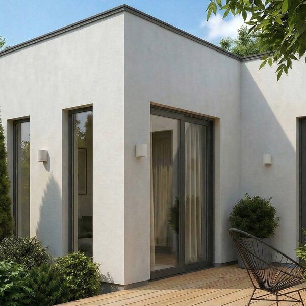 Kinkiet zewnętrzny LED Ralino Lindby, biały / opal, aluminium, nowoczesny