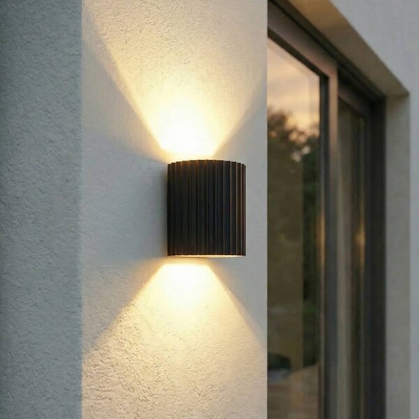 Lindby Kinkiet zewnętrzny LED Ralino, czarny, aluminium, nowoczesny