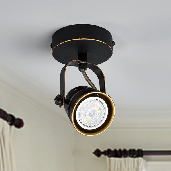 Lampa Ścienna Lindby, Leonor, ściemnialny, czarny, salon, metal, antyczny