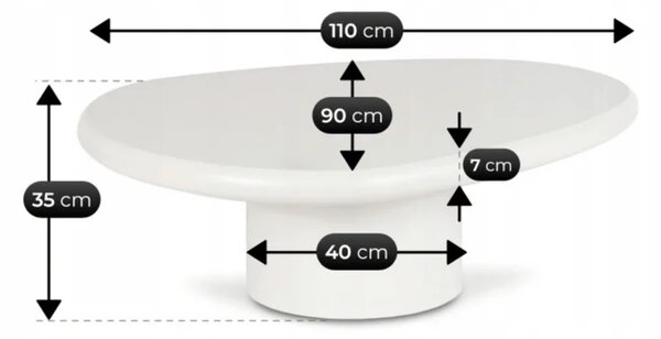 Stolik Kawowy EMILE 110 cm Biały Nowoczesny