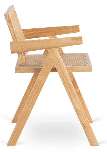 Krzesło Drewniane MADERA Dąb/Beż Ażurowe Retro