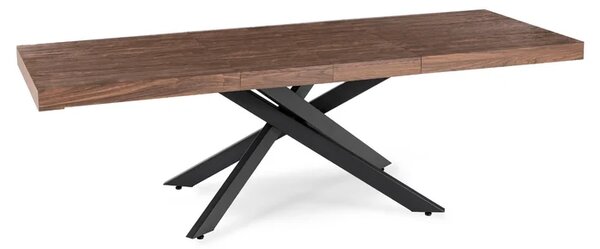 Stół Prostokątny Rozkładany HAMPTON 160-240 cm Orzech/Czarny do Jadalni Loft