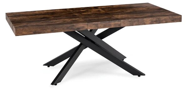 Stół Prostokątny Rozkładany HAMPTON 160-240 cm Dąb Rustykalny/Czarny do Jadalni Loft