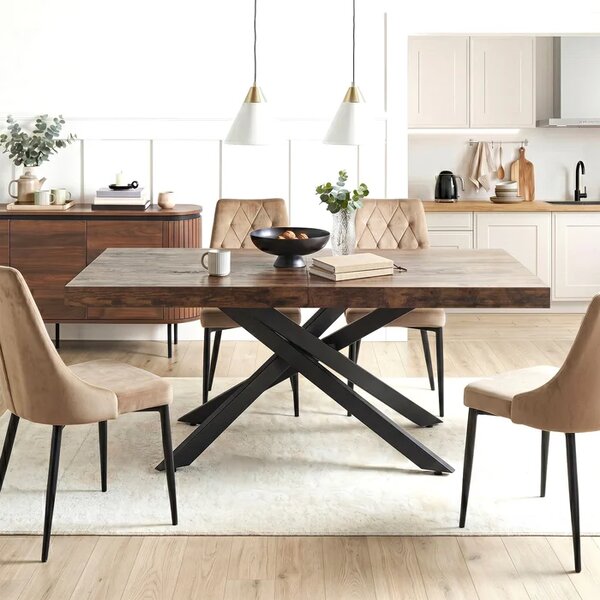 Stół Prostokątny Rozkładany HAMPTON 160-240 cm Dąb Rustykalny/Czarny do Jadalni Loft