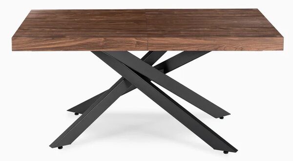 Stół Prostokątny Rozkładany HAMPTON 160-240 cm Orzech/Czarny do Jadalni Loft