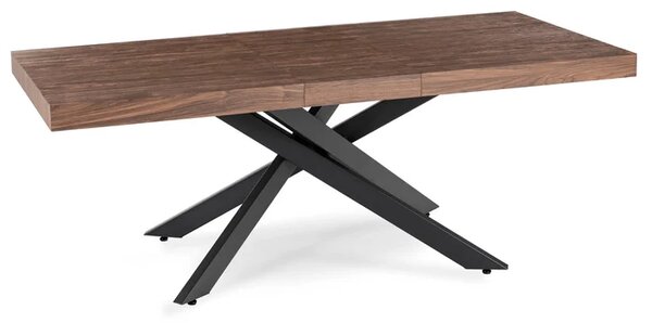 Stół Prostokątny Rozkładany HAMPTON 160-240 cm Orzech/Czarny do Jadalni Loft