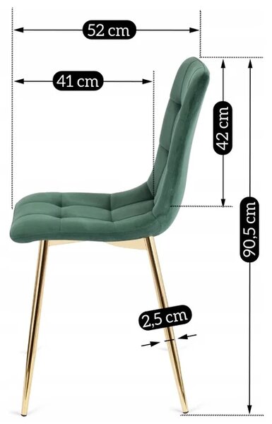 Zestaw 4x Krzesło Tapicerowane YORK do Salonu Zielone Welurowe Glamour