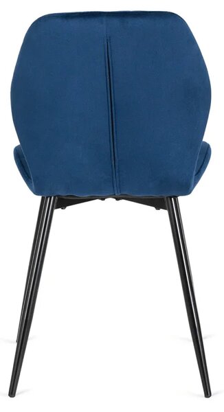 Zestaw 4x Krzesło Tapicerowane do Jadalni LUCKY Granatowe Welurowe Loft