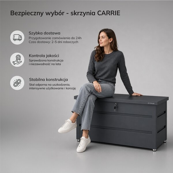 Skrzynia ogrodowa balkonowa duża antracytowa: CARRIE 1190 x 520 x 587 mm