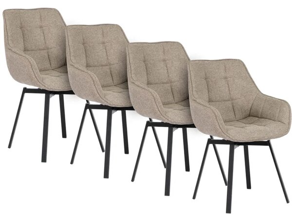 Zestaw 4x Krzesło Tapicerowane Obrotowe do Salonu LUNA 2 Beżowe Nowoczesne Loft