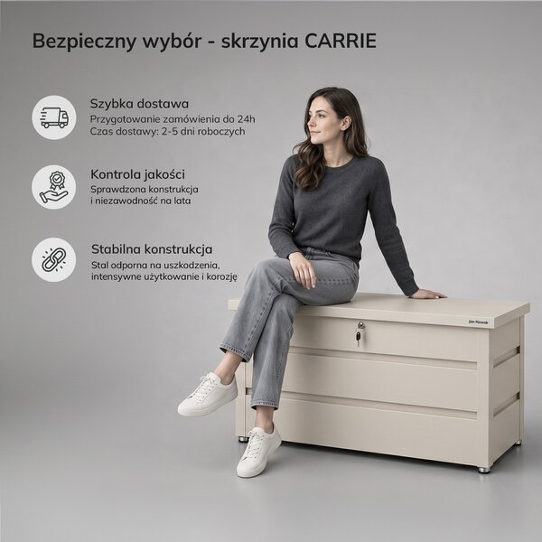 Skrzynia ogrodowa balkonowa duża beżowa: CARRIE 1190 x 520 x 587 mm