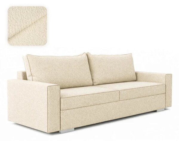 Sofa z Funkcją Spania DRAVOS Kremowa Boucle Nowoczesna