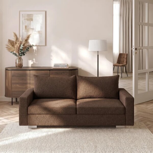 Sofa z Funkcją Spania DRAVOS Brązowa Boucle Nowoczesna