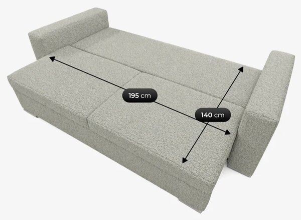 Sofa z Funkcją Spania DRAVOS Szara Boucle Nowoczesna