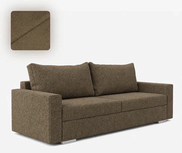 Sofa z Funkcją Spania DRAVOS Brązowa Boucle Nowoczesna