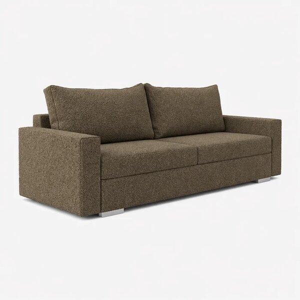 Sofa z Funkcją Spania DRAVOS Brązowa Boucle Nowoczesna