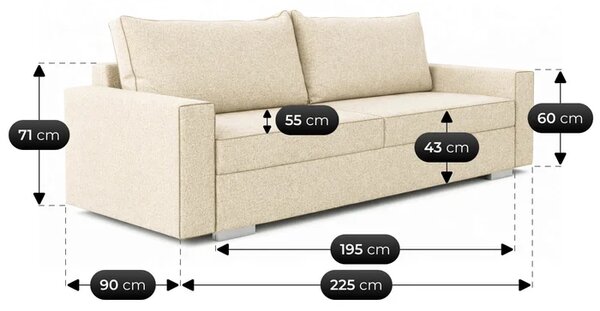 Sofa z Funkcją Spania DRAVOS Kremowa Boucle Nowoczesna