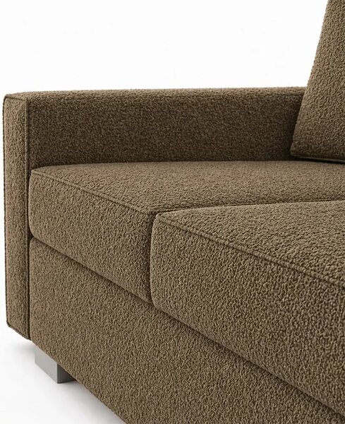 Sofa z Funkcją Spania DRAVOS Brązowa Boucle Nowoczesna