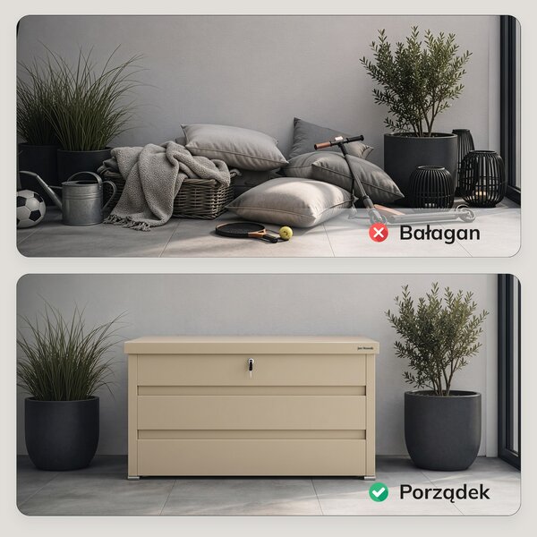 Skrzynia ogrodowa balkonowa duża beżowa: CARRIE 1190 x 520 x 587 mm
