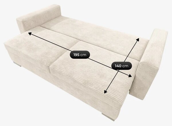 Sofa z Funkcją Spania DRAVOS Beżowa Sztruksowa Nowoczesna