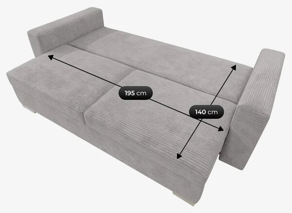 Sofa z Funkcją Spania DRAVOS Szara Sztruksowa Nowoczesna