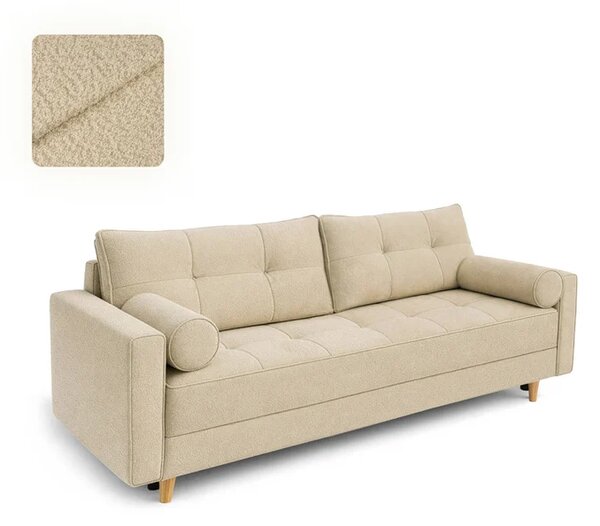 Sofa z Funkcją Spania LONAR Beżowa Boucle Nowoczesna