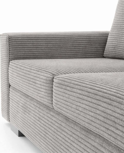Sofa z Funkcją Spania DRAVOS Szara Sztruksowa Nowoczesna