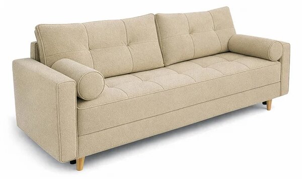 Sofa z Funkcją Spania LONAR Beżowa Boucle Nowoczesna