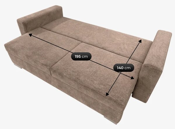 Sofa z Funkcją Spania DRAVOS Ciemnobeżowa Sztruksowa Nowoczesna